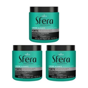 Imagem de Alisante Para Cabelo Sfera 480G Forte - Kit Com 3Un
