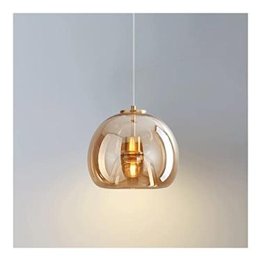 Imagem de Lustre moderno Lustre moderno de bola de vidro simples, personalidade minimalista globo sombra pingente luz, luminária de teto pendurado luminária para sala de estar quarto cabeceira bar (B,