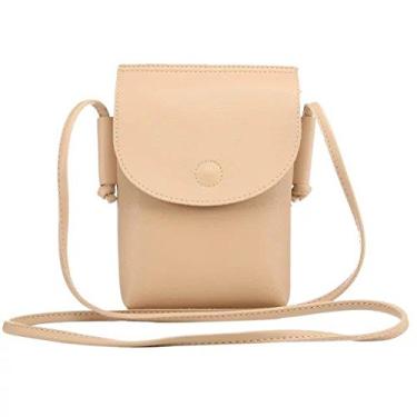 Imagem de WaitingU Bolsa transversal de ombro macia de couro PU bolsa para celular Moblie capas de transporte para celular bolsa de ombro bolsa uso diário, Cáqui