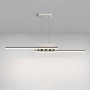 Imagem de Luminária pendente linear minimalista, lustre LED, holofote de teto, luminária suspensa para mesa de jantar, luminária de ilha de cozinha, lustre de tira longa para café da manhã, bar, escri