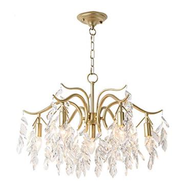 Imagem de Durante Luminária de teto para sala de jantar, banheiro, quarto, sala de estar, decoração de luxo moderna, luz suspensa, iluminação de lustre de cristal E14 - dourado. 7