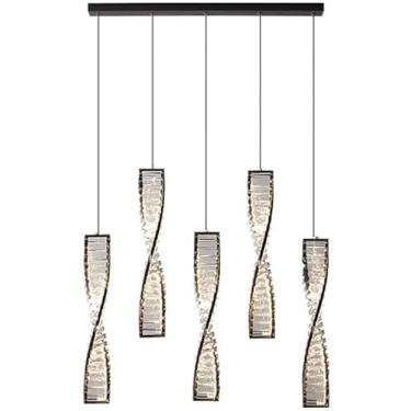 Imagem de Pequeno Mini Lustre de Cristal Luzes Pendentes Ilha Bar 3 Luzes Ouro Moderno Fazenda Pendente Iluminação Espiral Preto Mid Century Teto Luminária Pendente Para Cozinha Sala de Jantar Quarto