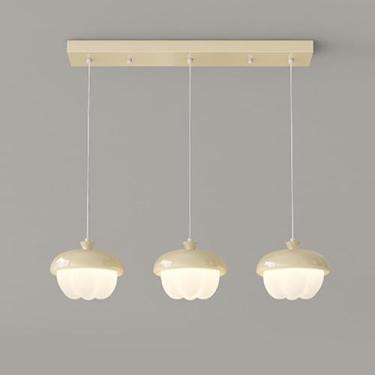 Imagem de Lustre LED moderno de 3 luzes, sombra de acrílico de ferro creme, luz pendente de 3 cores, luz suspensa para ilha de cozinha, entrada, sala de jantar, sala de estudo, sala de estar, quarto,
