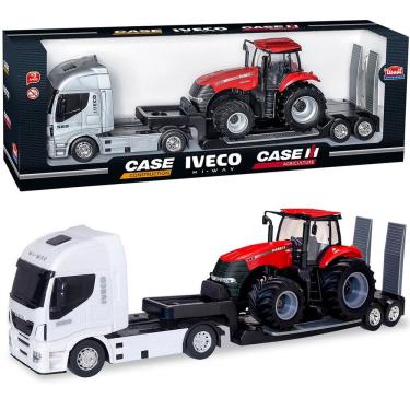 Imagem de Brinquedo Colecionável Miniatura Caminhão Iveco Trator Case Branco
