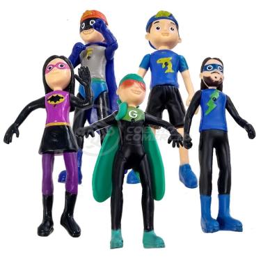 Imagem de Kit 6 Bonecos 13Cm Luccas Neto E Sua Turma Super Boy Com Som
