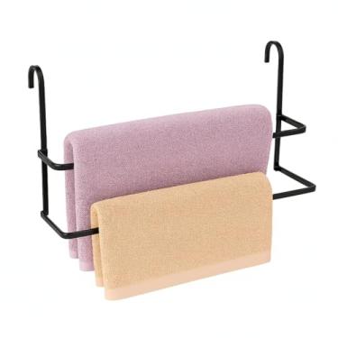 Imagem de Porta Toalha suporte Duplo Encaixar Box Banheiro Gancho Fiver (Preto)