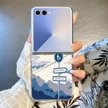 Imagem de Capa para Galaxy Z Flip6 com estampa de corações, transparente, rígida e dobrável (para Galaxy Z Flip6/A852)