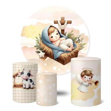 Imagem de Trio Capas Cilindro + Painel Festa Redondo 1,50m Natal (K1NAT114)