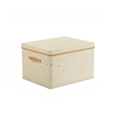 Imagem de Caixa Organizadora Dobrável Grande com Tampa – Armazenamento para Quarto, Sala e Closet(2pcs,bege)