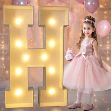 Imagem de Marquee Light Up Letters Pooqla 90 cm LED branco quente letra H