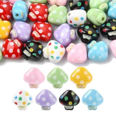 Imagem de UR URLIFEHALL 40 peças, 8 cores, contas de cogumelo, acrílico, bolinhas, floresta, plantas, contas, para bricolage, canetas, colar, brincos, chaveiro, bijuteria