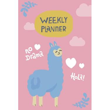 Imagem de Cute Alpaca Llama Cartoon Weekly Planner 6x9 100 pages Notepad Diary Journal Notebook Schedule To Do List Notes: Perfect Gift For Women Girls Kids Children. For School Office Or Home