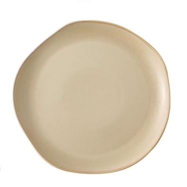 Imagem de Prato de jantar de cerâmica prato de sobremesa de cor sólida pratos de grés de forma irregular pratos de jantar retrô restaurante doméstico