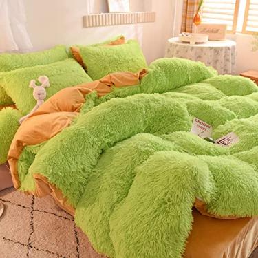 Imagem de Conjunto de capa de edredom fofo de veludo de pele sintética, ultramacia, quente, durável, conjunto de capa de edredom com fronhas, conjunto de cama respirável com zíper para inverno - Camel Queen 200