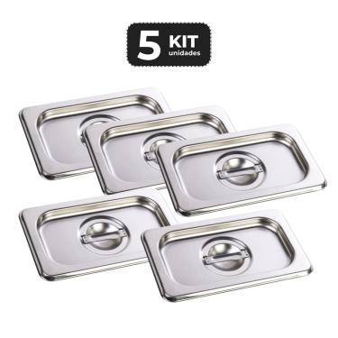 Imagem de Kit 5 Tampa Para Cuba Sem Recorte 1/3 Gn Para Buffet