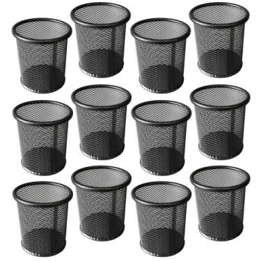 Imagem de Kit 12 Porta Lápis Organizador Escritório Mesa Treco Caneta Cj - Preto