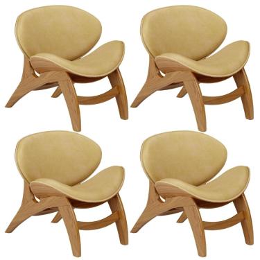 Imagem de Kit 4 Poltronas Decorativa Orgânica Sala Living Kadosh L02 Couríssimo Fendi - Lyam Decor