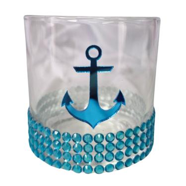 Imagem de Copo Whisky Marinheiro Âncora Azul 230 ml