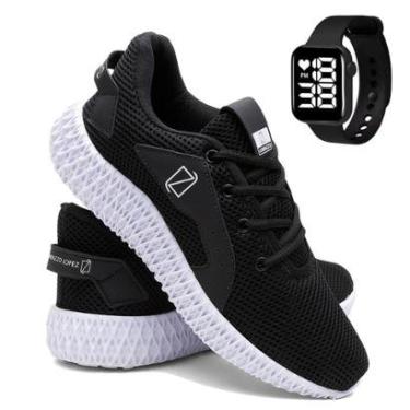 Imagem de Kit Tênis Masculino Para Corrida e Academia Super Leve e Confortável e Relógio-Masculino