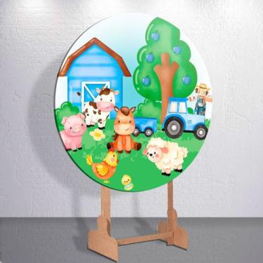 Imagem de Painel Tema Fazenda Animais Capa Grande e Mini Redondoda Estampa Subli