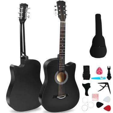 Imagem de Violao Acustico (Black) Violão para Iniciantes, Violão Folk, Violão Iniciante, Violão Acústico de 38 Polegadas