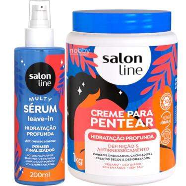 Imagem de Salon Line Kit Hidratação Profunda, Creme para Pentear 1kg + Sérum Leave-in 200ml, para Cabelos Cacheados e Crespos