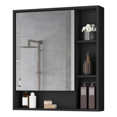 Imagem de Armário Banheiro De Parede 1 Porta Com Espelho Selene Casa JD (Preto)