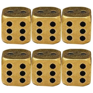 Imagem de ibasenice Conjunto De Dados Latão Com 6 Peças, Artesanais Sólidos, Metal Lados Para Jogos Bar, Estilo Vintage, 0,43", Dourado, Perfeito Festas E Decorações Em Casa