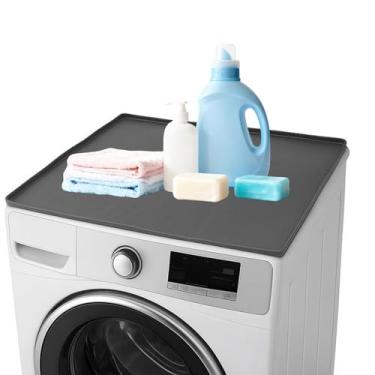 Imagem de WGFOIP Tapete protetor superior para lavadora e secadora, tapete superior de lavadora e secadora para máquina de lavar roupa com bordas elevadas antiderrapantes (60 * 50 cm)