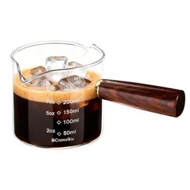 Imagem de NCnnwovf Copo de café expresso de 250 ml, copos de café expresso com cabo de madeira, bicos duplos para acessórios de máquina