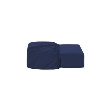 Imagem de Lençol Avulso Queen Percal 200 Fios De Poliéster Sleep 100% Poliéster - Azul Marinho