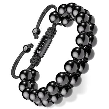 Imagem de RTZN Pulseira masculina de turmalina preta – Joias de turmalina preta autênticas artesanais de alta qualidade – Pulseiras masculinas ajustáveis de 8 mm com contas, Adjustable, Pedra, Sem Pedra