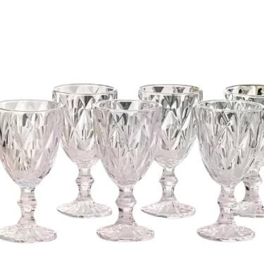 Imagem de Conjunto de 6 Taças de Vidro Transparente, Design Texturizado, 340ml, Altura 16,5cm, para Água, Suco e Refrigerante, Base Ondulada, Estilo Clássico