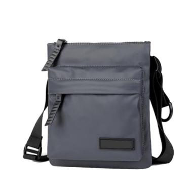 Imagem de Bolsa mensageiro masculina pequena de poliuretano com alça transversal bolsa mensageiro para homens, Cinza