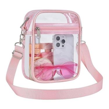 Imagem de Bolsa transversal transparente para eventos de estádio - Carteira esportiva transparente unissex para estádios e shows (pequena), rosa, Small, Rosa