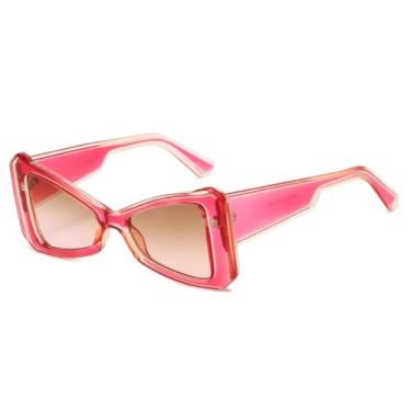 Imagem de JRLLFD Óculos de sol retrô femininos, fashion, tons degradê, uv400, masculino (rosa chá rosa)