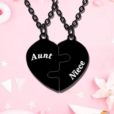 Imagem de Colar combinando com coração de tia e sobrinho, presente de tia da sobrinha, sobrinho, dia das mães, presente de aniversário para tia, One Size, Aço inoxidável, Sem Pedra Preciosa