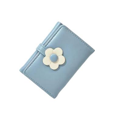 Imagem de Carteira feminina dobrável fina e minimalista para cartão de crédito, Azul, Minimalista