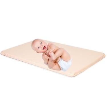 Imagem de Trocador De Fraldas Cômoda Fraldário Impermeável Para Bebê Menino Menina Slim, 66x44cm, Impermeável, Espuma D14, PVC Atóxico, Nude
