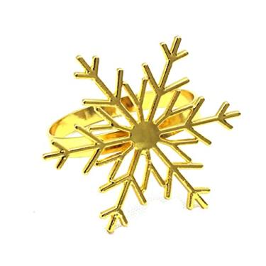 Imagem de Generic Anel de guardanapo brilhante criativo fivela de guardanapo grande em forma de floco de neve para Natal, festa, casamento, prata (ouro)