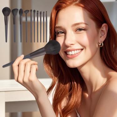 Imagem de Conjunto de pincéis de maquiagem 10 peças para base de mistura de contorno de sombra em pó pincel de maquiagem sintético