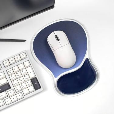 Imagem de Mouse pad de gel com suporte para descanso de pulso, mouse pad ergonômico azul escuro para computador/latop/alívio da dor/escritório ou jogos
