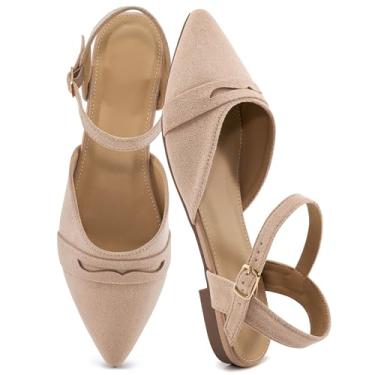 Imagem de Ecetana Sandálias femininas sem salto – bico fino com tira no tornozelo com tira no tornozelo 2025 para uso casual, trabalho, escritório, festa de casamento, Damasco, 36
