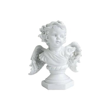 Imagem de Escultura: figura de busto de anjo nórdico com asas, resina de 18 cm