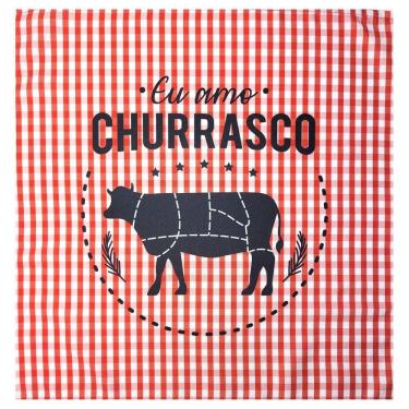 Imagem de Kit 4 Guardanapos De Tecido Churrasco Vermelho 40Cmx40Cm