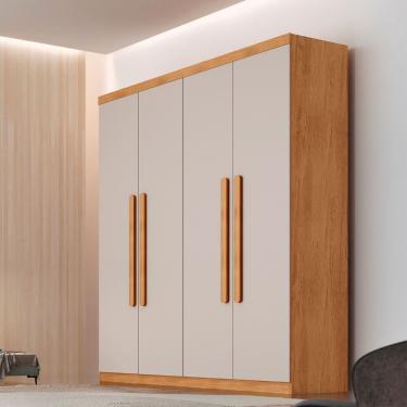 Imagem de Guarda Roupa Casal Fenix 4 Portas 3 Gavetas Rufato Naturalle Off White