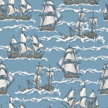 Imagem de VaryStyle Papel de parede náutico azul marinho ondas do oceano papel de parede vintage legal padrão veleiro papel de contato 45 x 299 cm papel de parede removível autoadesivo para quarto de meninos