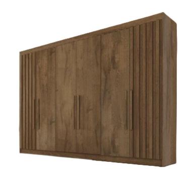 Imagem de Guarda Roupa 6 Portas 2 Ripadas Potente 100% Mdf Braúna