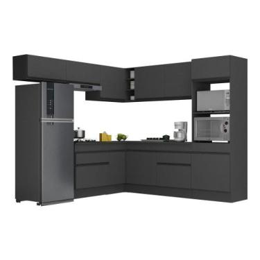 Imagem de Armário De Cozinha Completa De Canto Com Rodapé V2105 Preto - MULTIMOV