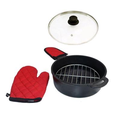 Imagem de Panela Defumação Frigideira Multiuso Ferro Serragem Tv 25Cm.